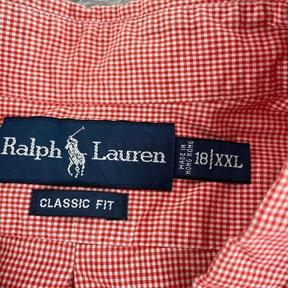 Ralph Lauren Classic Fit Red & White Checkered Mens Dress Shirt Size XXL 3478 - Picture 4 of 8